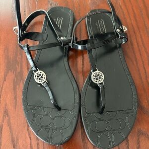 Black size 10B Coach Jelly T strap sandal